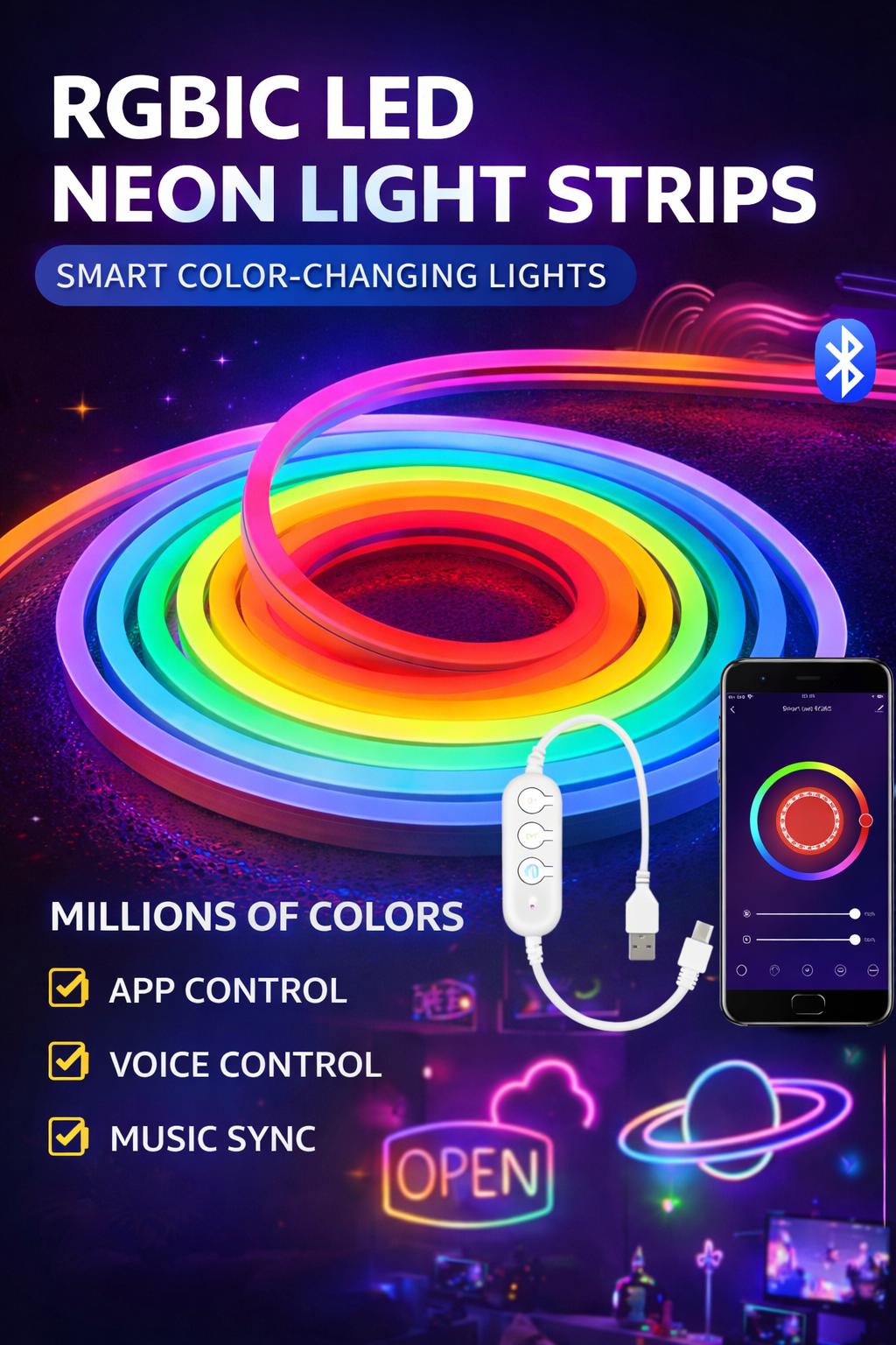 NeonWave RGBIC – Gaming Light Strip