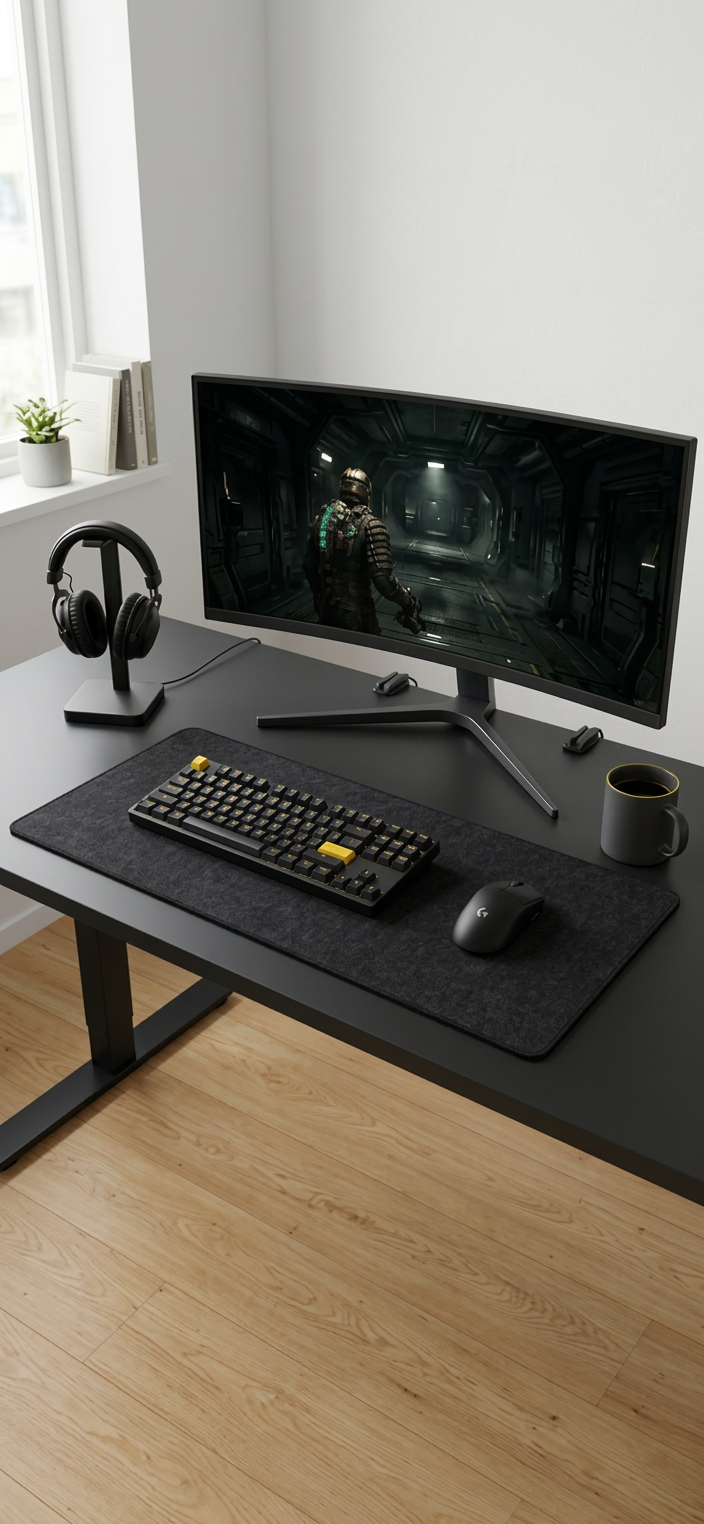 XL Pure Black musmatta – Minimalistisk gaming (90 × 40 cm)